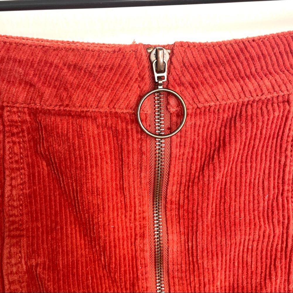 Forever 21 Skirt Womens Size Small Red Orange Corduroy Zip Up Retro Style Short - Picture 2 of 8